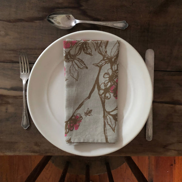 Apple Blossom + Bee Napkins