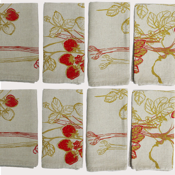 Strawberries + Heirloom Rhubarb Napkins