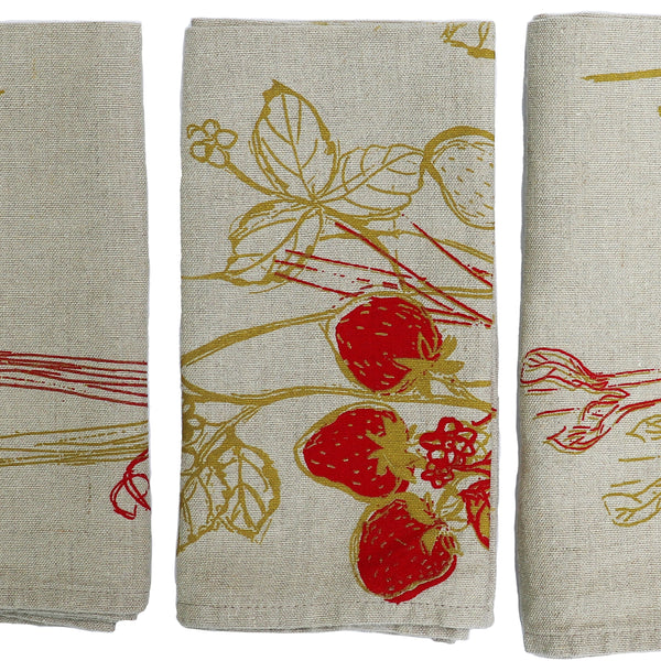 Strawberries + Heirloom Rhubarb Napkins