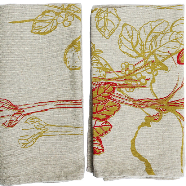 Strawberries + Heirloom Rhubarb Napkins