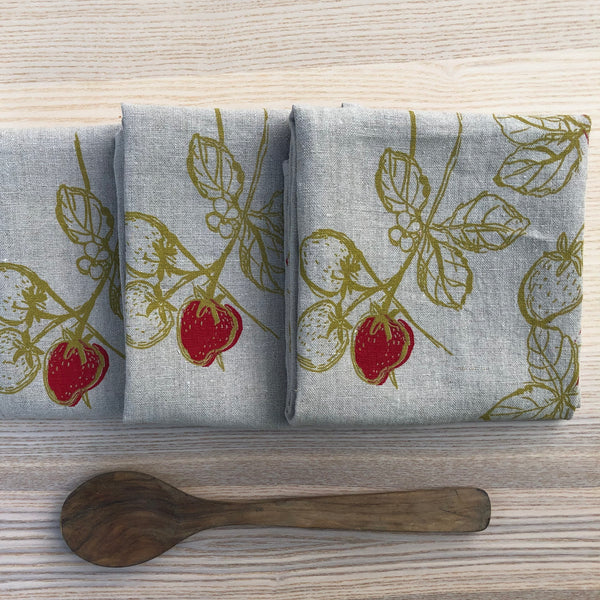 Strawberry + Heirloom Rhubarb Tea Towels